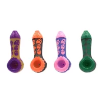 Pipa de Cristal Patrón de Calaveras 10cm